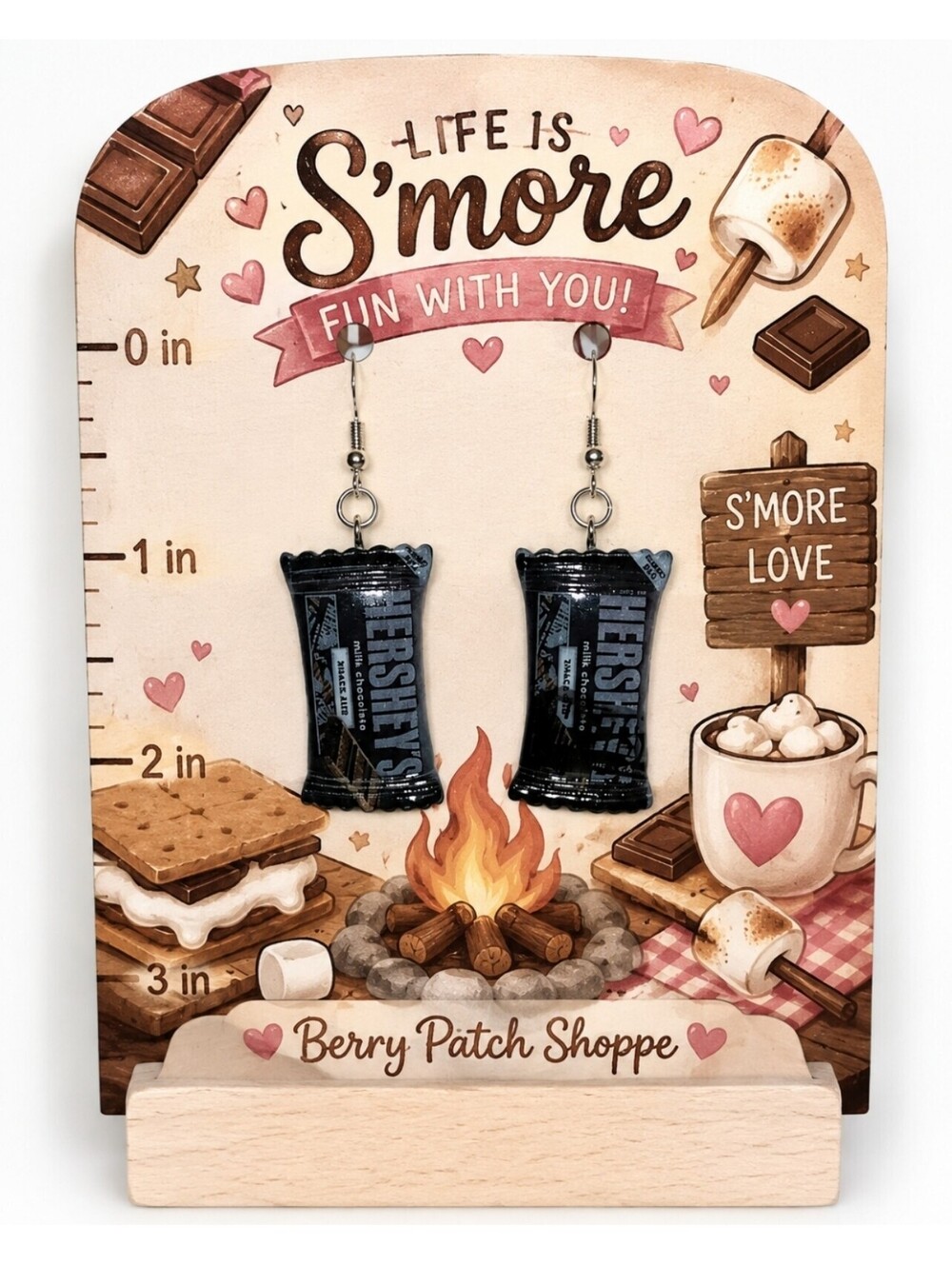 Fun Jewelry Mini Hershey's S'mores Chocolate Candy Bar Hypoallergenic Earrings